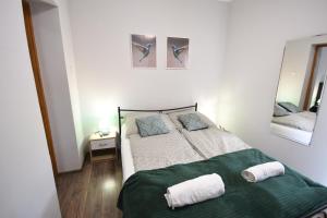 Postel nebo postele na pokoji v ubytování Kolibri Apartman - Makó