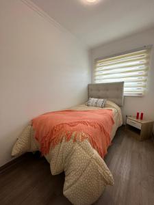 a bedroom with a large bed with a window at Maravilloso dpto 2 dormitorios in Los Ángeles