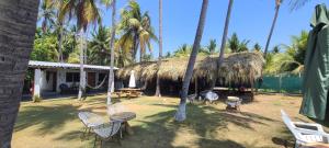 a resort with chairs and tables and palm trees at Bella Vista Hotel Boutique in San Miguel