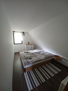 Margecany的住宿－Chata Ružín-Rolova Huta，一间卧室配有一张床和地毯