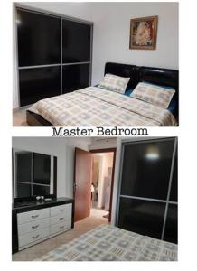 Ένα ή περισσότερα κρεβάτια σε δωμάτιο στο Sea view 2beds in amwaj