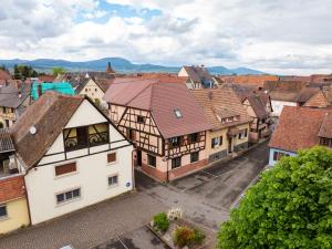 an overhead view of a town with buildings at Gite La Ruine Alsace Jacuzzi billard 10 personnes in Guémar