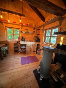 Cabaña de madera con cocina con fogones. en Treehouse Family en Ořešín