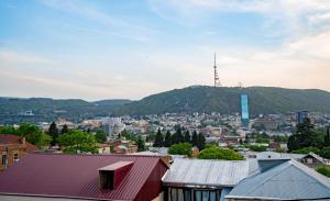 vistas a una ciudad con una montaña en el fondo en Apart View Hotel & Spa en Tiflis