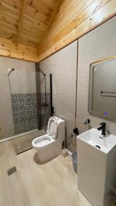 uma casa de banho com um WC e um lavatório em درة العروس اكواخ الدره em Durat Alarous
