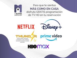 a poster for a presentation of the different brands of hbo max at MS Excelente Suite Alberca Milenio C32 in Querétaro
