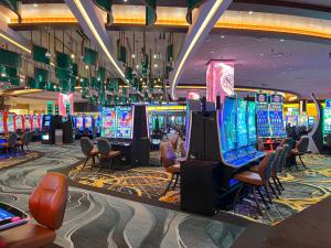 a bunch of video game machines in a casino at Muckleshoot Casino Resort in Auburn