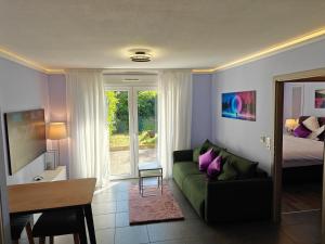Ruang duduk di Charming apartment with Garden, Free Parking near Basel, Airport, Ger'many, France,