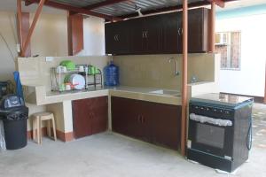 uma cozinha com um lavatório e um fogão em JUNLYN APARTELLE em Panglao