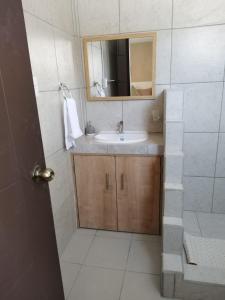 危地馬拉的住宿－Urban Home，一间带水槽和镜子的浴室