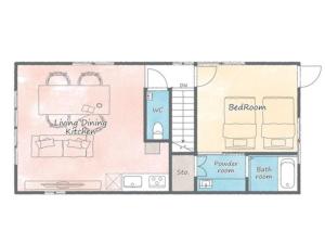 Minato的住宿－Tiz庵　善，一间设有浴室的客房的平面图