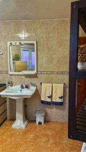 a bathroom with a sink and a mirror at Casa Carballa in Os Muinos
