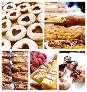 un collage de fotos de diferentes pasteles y postres en VILLA MILLEFIORI, en Tornareccio