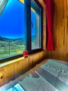 1 cama en una habitación con ventana en Rino hauss, en Fındıklı