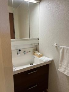 a bathroom with a sink and a mirror at Populus-club Otaru - Vacation STAY 93434v in Otaru