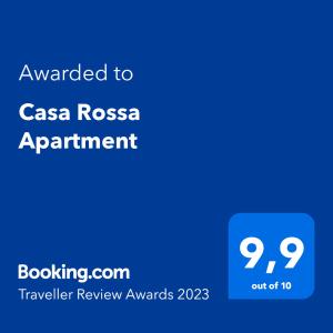 Majutusasutuses Casa Rossa Apartment olev sertifikaat, autasu, silt või muu dokument