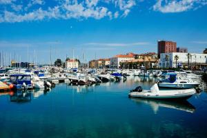 eine Reihe von Booten liegen in einem Hafen vor Anker in der Unterkunft Studio GabAmi in Koper
