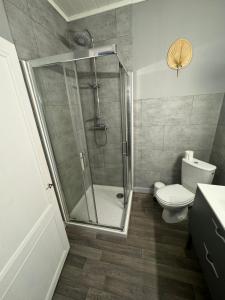 un bagno con doccia e WC di Belle maison médocaine a Saint-Julien-Beychevelle