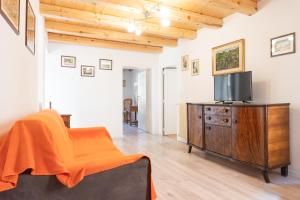 una sala de estar con TV en un tocador de madera en Le Matane, en Vittorio Veneto