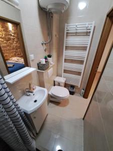 a bathroom with a toilet and a sink at Studio Apartment Legcevic in Kaštela