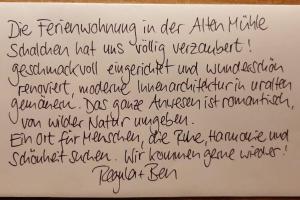 a piece of handwritten handwriting on a piece of paper at Baudenkmal Mühle Schalchen in Wildberg