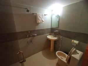 a bathroom with a toilet and a sink at Hotel Grand Usman in Sylhet