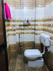a bathroom with a toilet and a shower at Tattva Luxurious Apartment in Varanasi