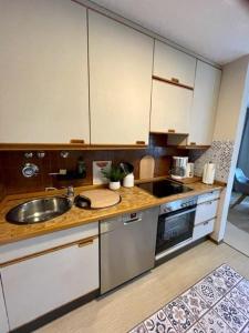 Kuchyň nebo kuchyňský kout v ubytování Ferienwohnung Auf der Leite + 11 fotografií