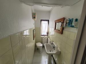 ein kleines Bad mit WC und Waschbecken in der Unterkunft Duplex con Vistas a la Ria in Miengo