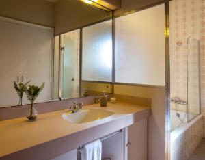 a bathroom with a sink and a mirror at Petit Castanyer in Viladrau +12 photos