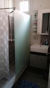 W łazience znajduje się prysznic i umywalka. w obiekcie Appartement meublé w mieście Konstantyna