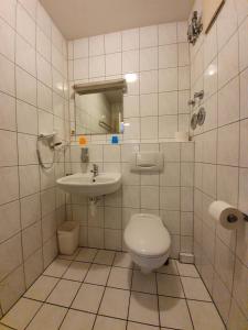 uma casa de banho com um WC e um lavatório em CityPark Aparthotel em Colônia