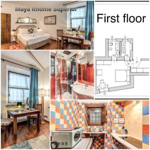 a collage of photos of a bedroom and a first floor at MAYA RHOME TRASTEVERE in Rome