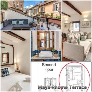 a collage of pictures of a bedroom and a second floor at MAYA RHOME TRASTEVERE in Rome