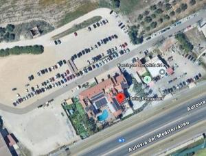 a map of a parking lot next to a beach at Hotelet elRetiro in Cambrils