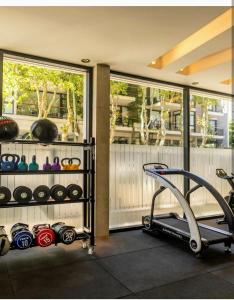 a room with a gym with a treadmill at 304 San Lorenzo in Mar del Plata