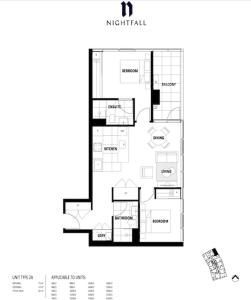 貝爾康納的住宿－Modern 2b2b Apt -2 king bed-2 parking-UC-Westfield，房屋的平面图