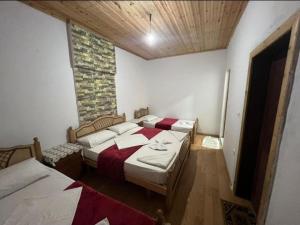 Rúm í herbergi á Mikel Center Theth Guesthouse