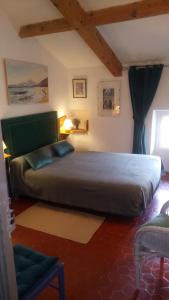 1 dormitorio con 1 cama grande en una habitación en Domaine du Paraïs B&B, en Sospel