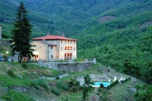 a house on top of a hill with a pool at Agriturismo Casentino - Fattoria Ventrina in Bibbiena