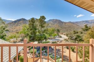 a view from the balcony of a house with mountains in the background at Beautiful Kernville Home with Game Room and Mtn Views! in Kernville