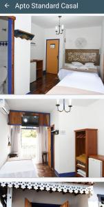 twee foto's van een kamer met een apopka standaard kist bij Pouso das Gerais in Tiradentes