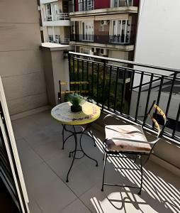 ブエノスアイレスにあるLuxury Apartment in Recoletaのバルコニー(テーブル、植物付)