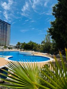 une grande piscine avec un bâtiment en arrière-plan dans l'établissement KAI Apartment - Swimming Pool - AC, à Playa Paraiso