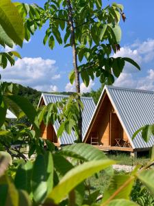 Kuća za odmor KRNJAIĆ في Bosanski Novi: منزل خشبي بسقف معدني