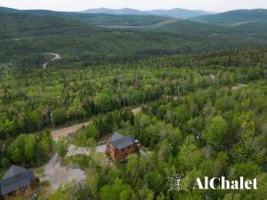 an aerial view of a house in the middle of a forest at B-Évasion Chalet avec spa sauna in Petite-Rivière-Saint-François
