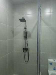 y baño con ducha con cabezal de ducha. en Wisroc Oasis en Linden