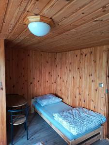a room with a bed and a chair in it at Noclegi u Ewusi 2 in Januszowice