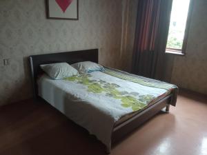 ein Bett mit zwei Kissen darauf in einem Schlafzimmer in der Unterkunft apartament in Sugdidi