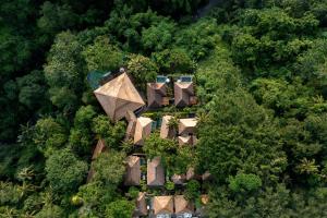 ウブドにあるナチュラ ヴィラ ウブド バリの森の中のリゾートの空中ビュー